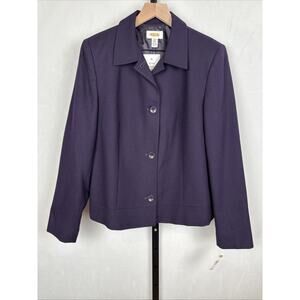 NEW Talbots 100% Wool Blazer Jacket Womens 12 Vintage Purple Classic Timeless